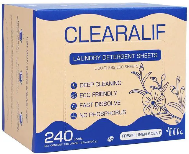 Main image of Laundry Detergent Sheets Up to 240 Loads, Fresh Linen - Great For Travel,Apartments, Dorms,Laundry Detergent Strips Eco Friendly & Hypoallergenic