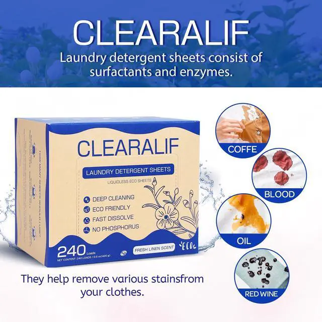 Alt view image 2 of 6 - Laundry Detergent Sheets Up to 240 Loads, Fresh Linen - Great For Travel,Apartments, Dorms,Laundry Detergent Strips Eco Friendly & Hypoallergenic