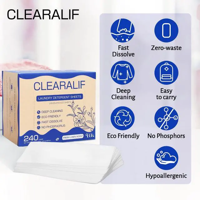 Alt view image 3 of 6 - Laundry Detergent Sheets Up to 240 Loads, Fresh Linen - Great For Travel,Apartments, Dorms,Laundry Detergent Strips Eco Friendly & Hypoallergenic