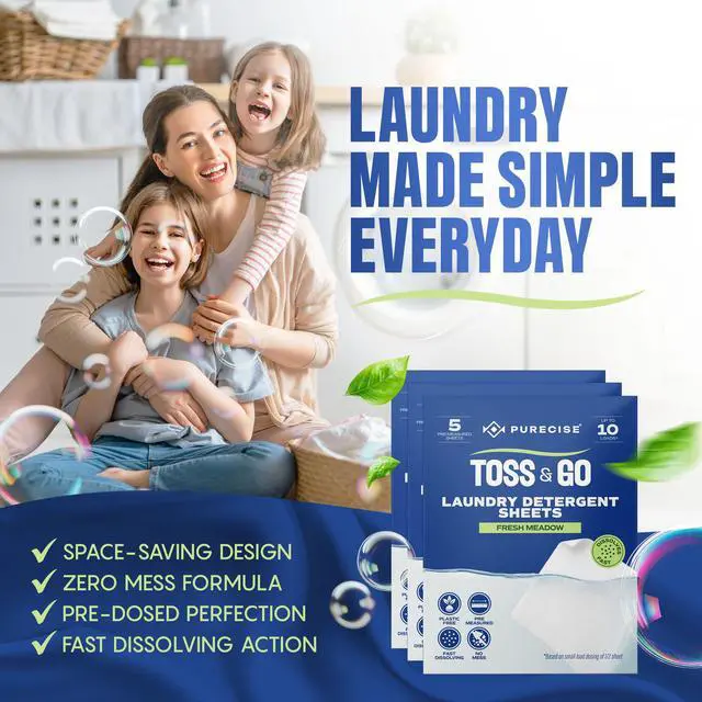 Alt view image 2 of 6 - Travel Laundry Detergent Sheets, Fresh Meadow, 30 Loads, 3 Pack