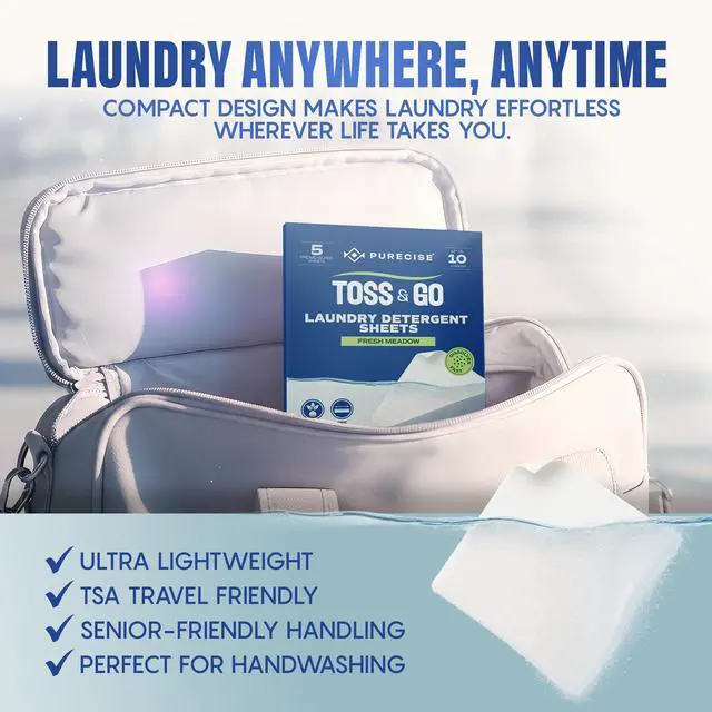 Alt view image 5 of 6 - Travel Laundry Detergent Sheets, Fresh Meadow, 30 Loads, 3 Pack