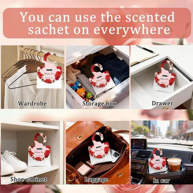Alt view image 6 of 7 - 15 Packs Scented Sachets Bag for Drawers and Closets, Hanging Closet Freshener for Home Fragrance Sachet, Long-Lasting Drawer Deodorizer Smell Goods for House (Blazing Rose)