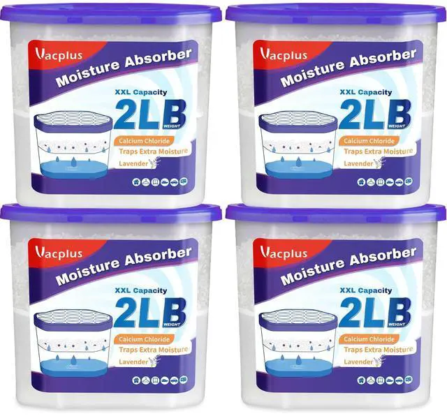 Main image of Moisture Absorber Buckets Large Capacity Dehumidifier and Humidity Absorber for Closet, Basement, Bathroom, RV, and Storage Areas, Lavender, 2 lbs, 4 Pack