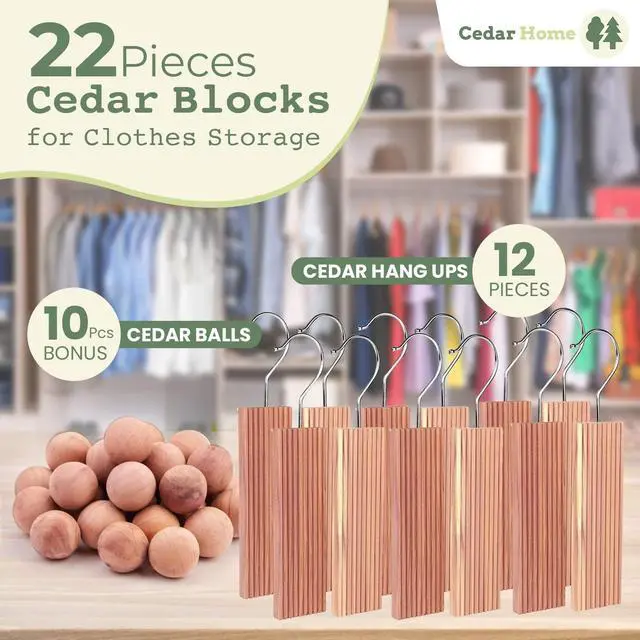 Alt view image 4 of 7 - Cedar Hyde Cedar Blocks for Clothes Storage | Cedar Hang Ups & Cedar Balls | Dresser Drawer Freshener Odor Eliminator | 22 Pieces, 12 Cedar Hang Ups & Bonus 10 Cedar Balls | U.S.A Seller