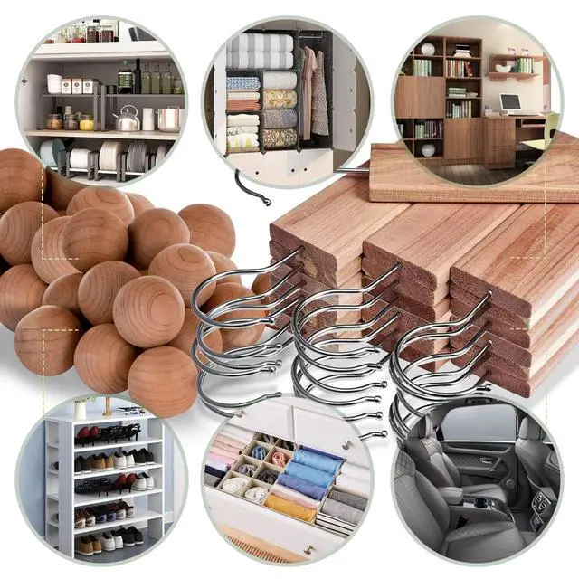 Alt view image 7 of 7 - Cedar Hyde Cedar Blocks for Clothes Storage | Cedar Hang Ups & Cedar Balls | Dresser Drawer Freshener Odor Eliminator | 22 Pieces, 12 Cedar Hang Ups & Bonus 10 Cedar Balls | U.S.A Seller