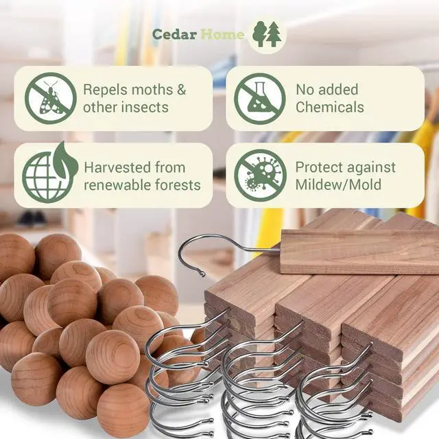 Alt view image 5 of 7 - Cedar Hyde Cedar Blocks for Clothes Storage | Cedar Hang Ups & Cedar Balls | Dresser Drawer Freshener Odor Eliminator | 22 Pieces, 12 Cedar Hang Ups & Bonus 10 Cedar Balls | U.S.A Seller
