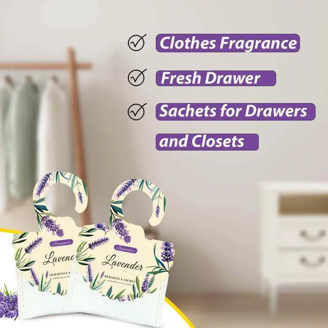 Alt view image 4 of 7 - 15 Packs Lavender Scented Sachets Bag for Drawers and Closets, Home Fragrance Sachet, Long-Lasting Hanging Closet Deodorizer Smell Goods for House