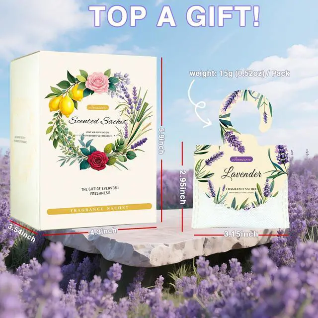 Alt view image 6 of 7 - 15 Packs Lavender Scented Sachets Bag for Drawers and Closets, Home Fragrance Sachet, Long-Lasting Hanging Closet Deodorizer Smell Goods for House