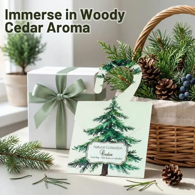Alt view image 2 of 7 - 24 Pack Cedar Sachets for Drawers and Closets, Natural Closet Freshener Drawer Scented Sachets Hanging Home Fragrance Long Lasting with 10 Hanging Bags