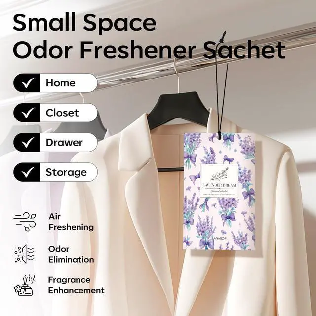 Alt view image 2 of 7 - 20 Packs Lavender Linen Scent Sachet Long Lasting Closet Drawer Deodorizer Home Air Freshener Room Odor Eliminator