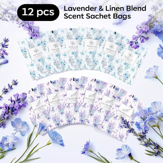 Alt view image 4 of 7 - 20 Packs Lavender Linen Scent Sachet Long Lasting Closet Drawer Deodorizer Home Air Freshener Room Odor Eliminator