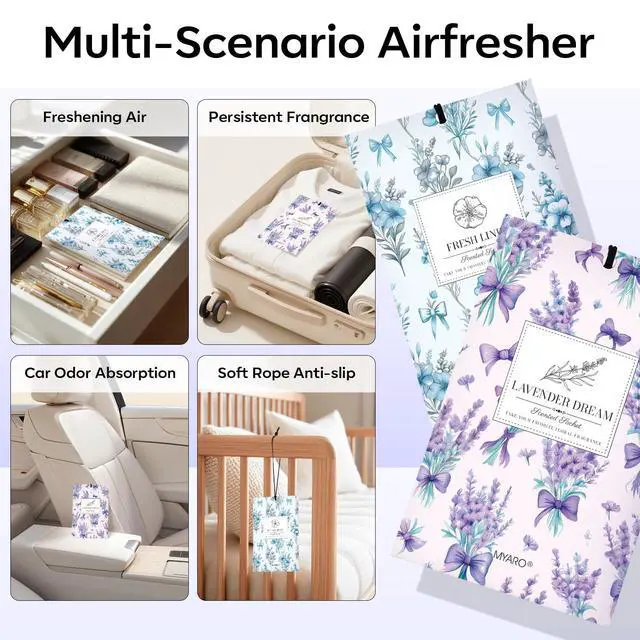 Alt view image 3 of 7 - 20 Packs Lavender Linen Scent Sachet Long Lasting Closet Drawer Deodorizer Home Air Freshener Room Odor Eliminator