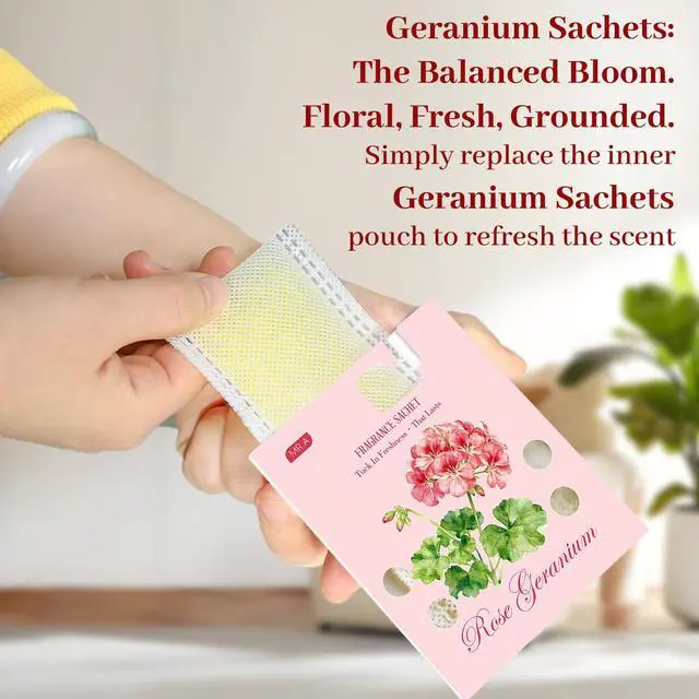 Alt view image 2 of 7 - 13 Packs Geranium Scented Sachets, Fragrance Sachet Bags for Drawers and Closets, Air Fresheners for Car and Home, Closet Deodorizer Scented Drawer Fresheners for Dresser