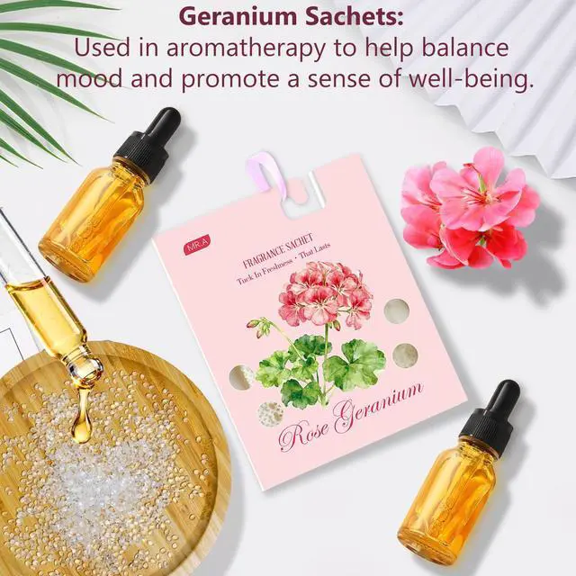 Alt view image 4 of 7 - 13 Packs Geranium Scented Sachets, Fragrance Sachet Bags for Drawers and Closets, Air Fresheners for Car and Home, Closet Deodorizer Scented Drawer Fresheners for Dresser