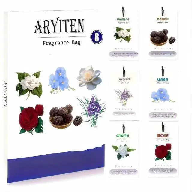 Main image of 6-in-1 Natural Scented Sachets - 8 Pack Mixed Fragrance Collection with Rose, Lavender, Cedar, Linen, Jasmine & Gardenia for Home, Closet, Drawer | Long Lasting Air Freshener & Deodorizer