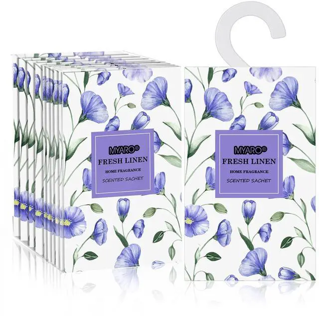 Main image of Large 12 Pcs Linen Scented Sachets for Drawer and Closet, Long-Lasting Sachets Bags Air Freshener Fresh Scents, Hanging Potpourri Bags Home Fragrance for House
