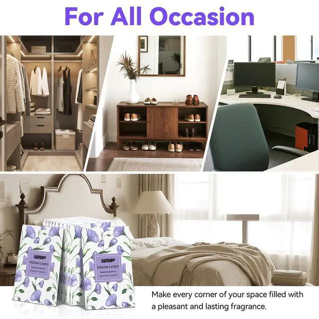 Alt view image 3 of 7 - Large 12 Pcs Linen Scented Sachets for Drawer and Closet, Long-Lasting Sachets Bags Air Freshener Fresh Scents, Hanging Potpourri Bags Home Fragrance for House