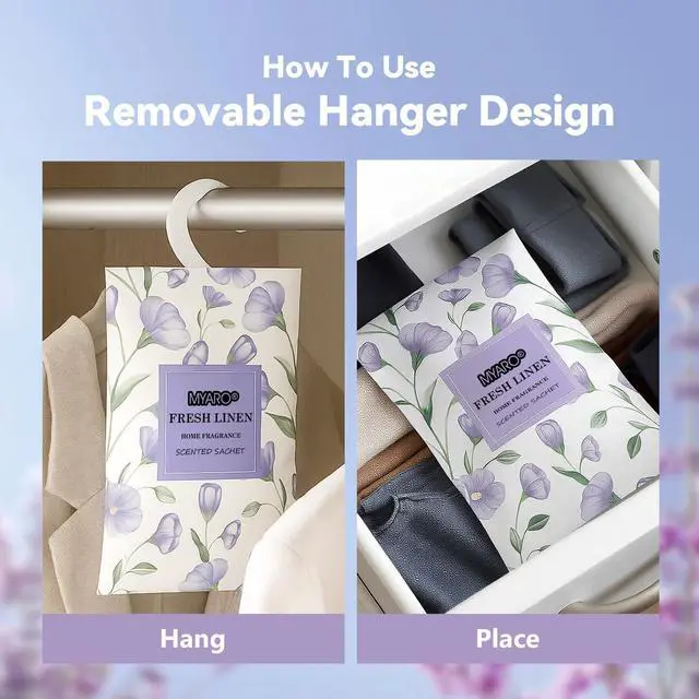 Alt view image 2 of 7 - Large 12 Pcs Linen Scented Sachets for Drawer and Closet, Long-Lasting Sachets Bags Air Freshener Fresh Scents, Hanging Potpourri Bags Home Fragrance for House