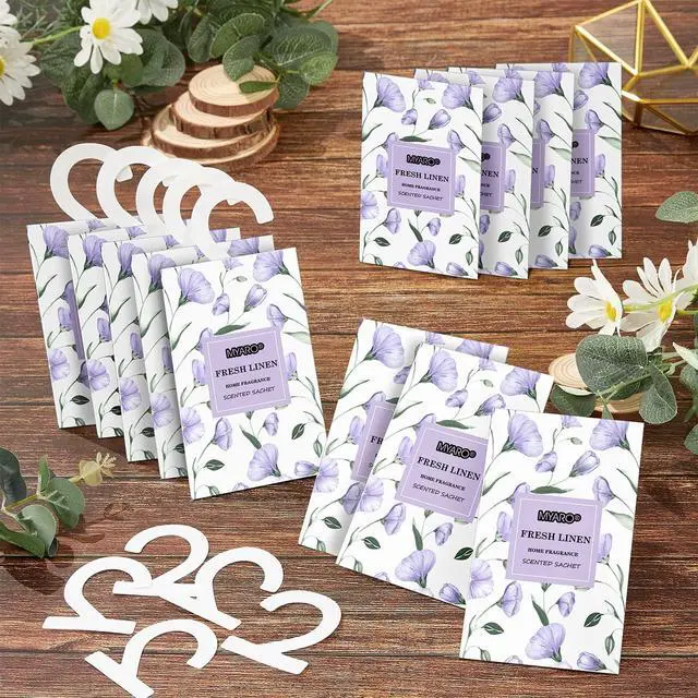 Alt view image 5 of 7 - Large 12 Pcs Linen Scented Sachets for Drawer and Closet, Long-Lasting Sachets Bags Air Freshener Fresh Scents, Hanging Potpourri Bags Home Fragrance for House