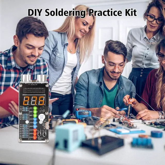 Alt view image 3 of 7 - Ultrasonic Ranging Alarm DIY Kit, HC-SR04 Ultrasonic Distance Sensor Soldering Practice Kit with LED Lights, STEM Soldering Electronic Projects for School Learning