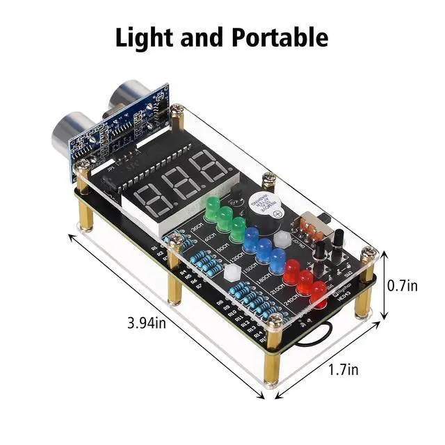 Alt view image 7 of 7 - Ultrasonic Ranging Alarm DIY Kit, HC-SR04 Ultrasonic Distance Sensor Soldering Practice Kit with LED Lights, STEM Soldering Electronic Projects for School Learning