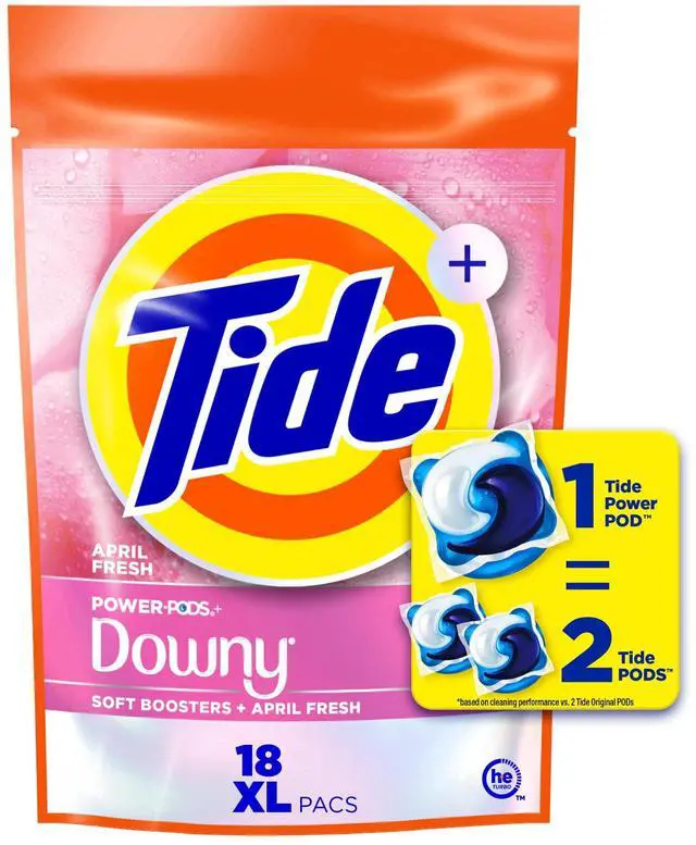 Main image of Power PODs + Downy Laundry Detergent Pods, 18 Count, Soft Boosters + April Fresh