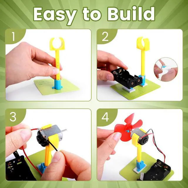 Alt view image 3 of 4 - STEM Toys Science Kits, 8 Bulk Electric Circuit Kit for Kids Classroom, STEAM Activities Crafts Electrical Experiment 2nd 4th 5th Grade STEM Gifts, Build a Fan Activity Projects School Party Favors