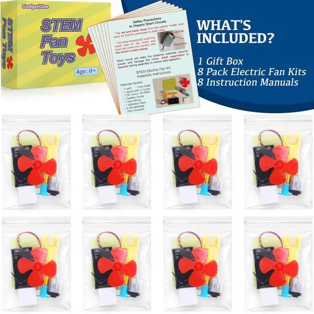 Alt view image 2 of 4 - STEM Toys Science Kits, 8 Bulk Electric Circuit Kit for Kids Classroom, STEAM Activities Crafts Electrical Experiment 2nd 4th 5th Grade STEM Gifts, Build a Fan Activity Projects School Party Favors