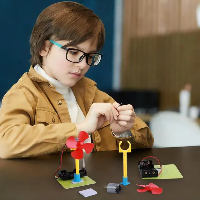 Alt view image 4 of 4 - STEM Toys Science Kits, 8 Bulk Electric Circuit Kit for Kids Classroom, STEAM Activities Crafts Electrical Experiment 2nd 4th 5th Grade STEM Gifts, Build a Fan Activity Projects School Party Favors