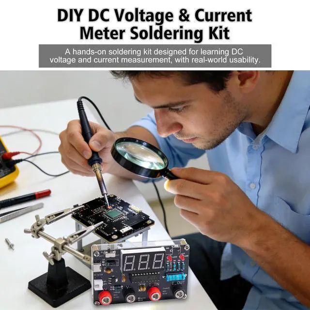 Alt view image 2 of 6 - DIY Digital Voltmeter & Ammeter Soldering Practice Kit, DC Voltage Current Meter with LED Display, Test Leads, Dual Power Electronics Kit STEM Learning Project for Beginners Teens Adults