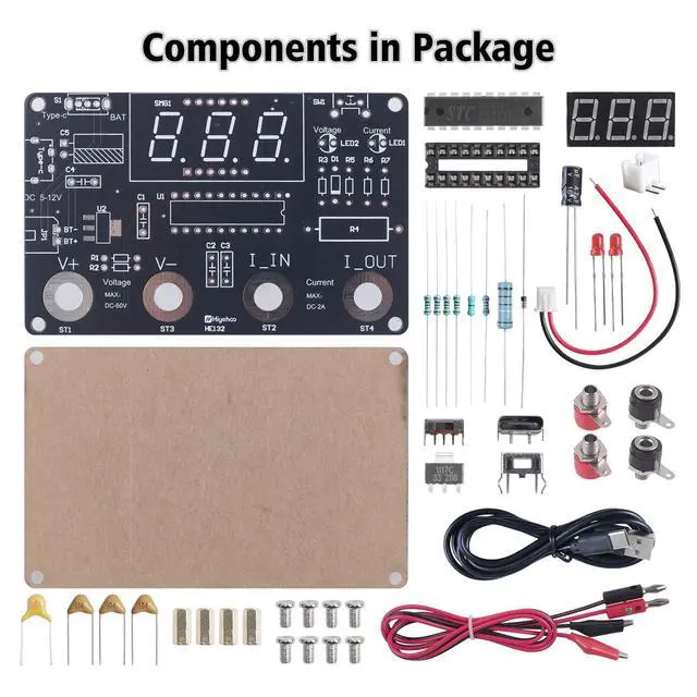 Alt view image 6 of 6 - DIY Digital Voltmeter & Ammeter Soldering Practice Kit, DC Voltage Current Meter with LED Display, Test Leads, Dual Power Electronics Kit STEM Learning Project for Beginners Teens Adults