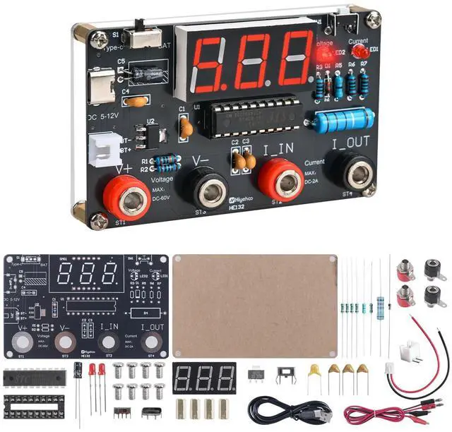 Main image of DIY Digital Voltmeter & Ammeter Soldering Practice Kit, DC Voltage Current Meter with LED Display, Test Leads, Dual Power Electronics Kit STEM Learning Project for Beginners Teens Adults