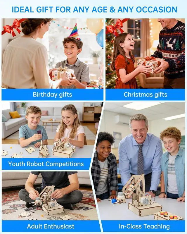 Alt view image 6 of 7 - Robot Arm Kits, Robotics for Kids Ages 8-12 14-16 STEM Toys, DIY Science Experiment Engineering Building Circuits Projects, Birthday Gifts for 9 10 11 13 14 15 16+ Year Old Boys Girls Teens Adults
