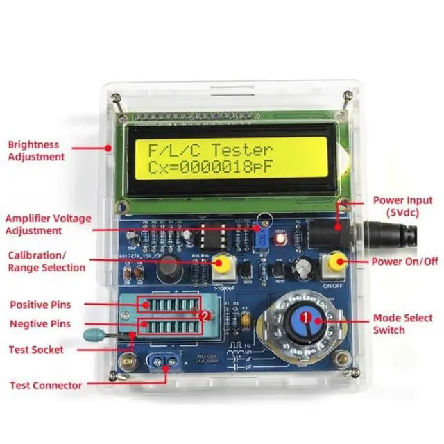 Alt view image 3 of 7 - DIY Frequency, Inductance & Capacitance Meter Soldering Practice kit, Complete Soldering Project kit with Components, PCB & Enclosure, Perfect for Electronics Enthusiasts & Beginners
