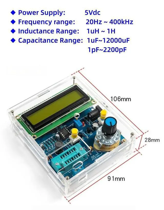Alt view image 5 of 7 - DIY Frequency, Inductance & Capacitance Meter Soldering Practice kit, Complete Soldering Project kit with Components, PCB & Enclosure, Perfect for Electronics Enthusiasts & Beginners