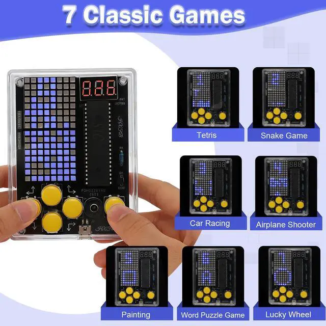 Alt view image 2 of 7 - 7-Game LED Dot Matrix Soldering Kit, Electronics Project DIY Arcade Console, STEM Gift for Boys Girls Ages 7-14 & Adults Beginner Soldering Practice Kit with Playable Result, USB Powered