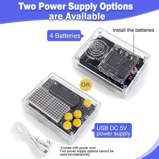 Alt view image 6 of 7 - 7-Game LED Dot Matrix Soldering Kit, Electronics Project DIY Arcade Console, STEM Gift for Boys Girls Ages 7-14 & Adults Beginner Soldering Practice Kit with Playable Result, USB Powered