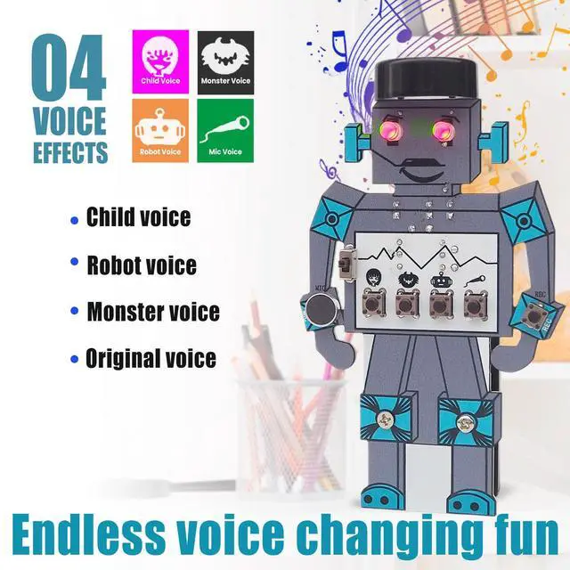 Alt view image 4 of 5 - Soldering Robot Recording and Voice Changing DIY Kit Electronic Soldering Project Practice Kit Cool Sound Effects Fun STEM Kit for Family and Friends