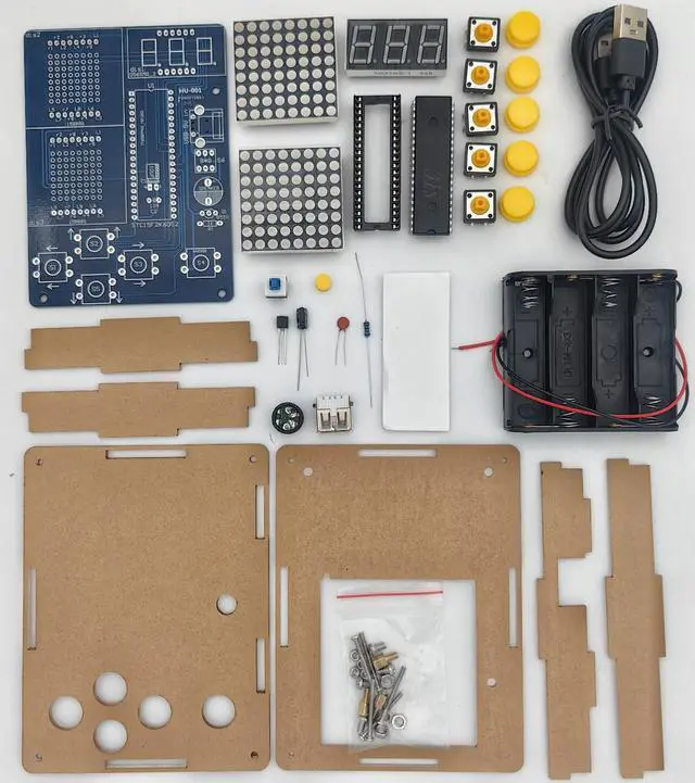 Alt view image 2 of 7 - DIY Electronic Game Console Soldering Practice Kit, 4-in-1 Retro Games, LED Matrix Display, Educational Soldering Practice Project
