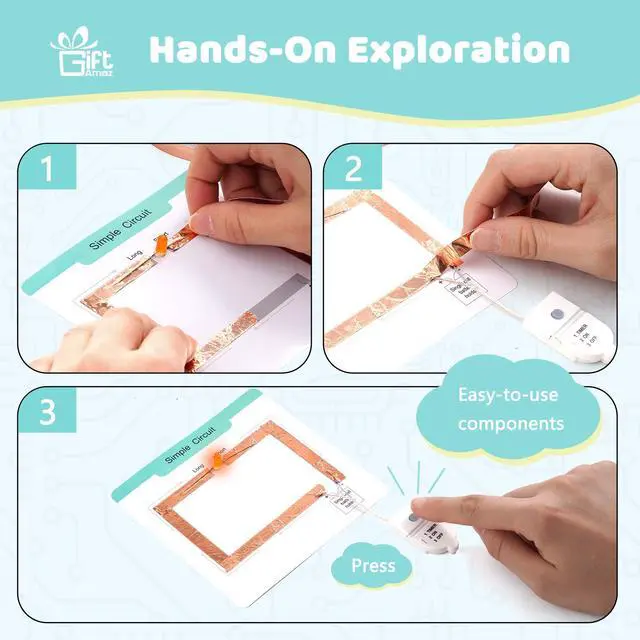 Alt view image 4 of 7 - Paper Circuits Kit for Kids, STEM Electric Circuit Kit, Child-Friendly Paper Circuit Board, Led Light Diodes, Copper Foil Tape, Educational STEM Toys Science Experiments Kit for Kids 8-12