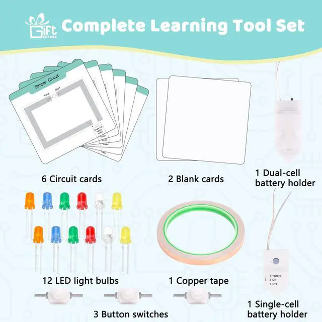 Alt view image 3 of 7 - Paper Circuits Kit for Kids, STEM Electric Circuit Kit, Child-Friendly Paper Circuit Board, Led Light Diodes, Copper Foil Tape, Educational STEM Toys Science Experiments Kit for Kids 8-12