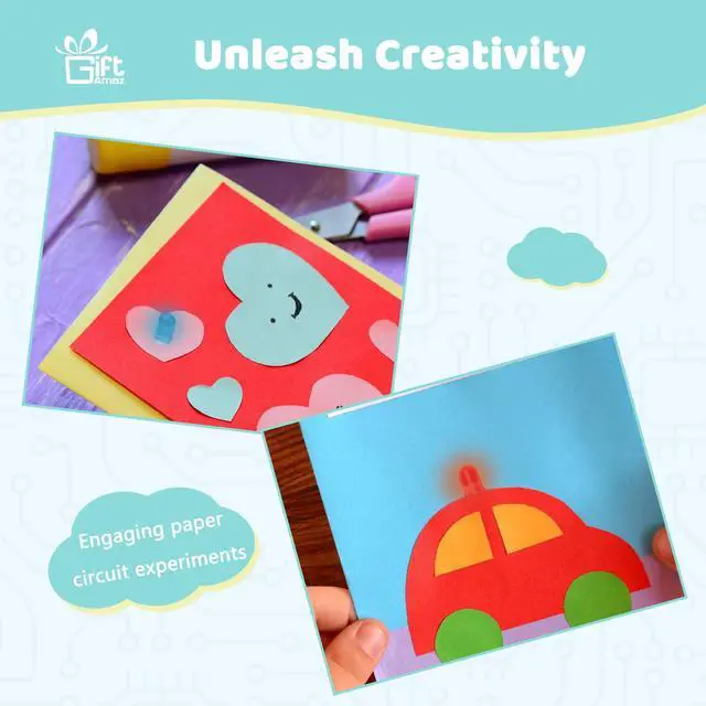 Alt view image 6 of 7 - Paper Circuits Kit for Kids, STEM Electric Circuit Kit, Child-Friendly Paper Circuit Board, Led Light Diodes, Copper Foil Tape, Educational STEM Toys Science Experiments Kit for Kids 8-12