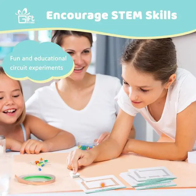 Alt view image 7 of 7 - Paper Circuits Kit for Kids, STEM Electric Circuit Kit, Child-Friendly Paper Circuit Board, Led Light Diodes, Copper Foil Tape, Educational STEM Toys Science Experiments Kit for Kids 8-12