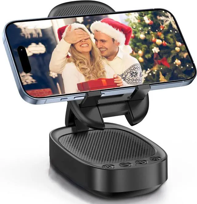 Main image of Cell Phone Stand with Wireless Bluetooth Speaker, Unique Gifts for Men/Women, Adjustable Phone Holder with 5 LED Light Modes, Anti-Slip Base HD Surround Sound, Phone Speaker Amplifier for iPhone/iPad