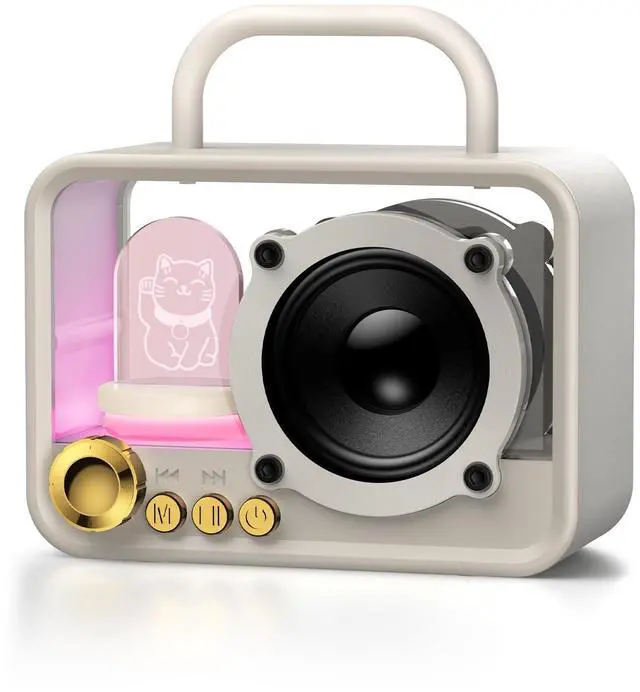 Main image of Cute Bluetooth Speaker with RGB Lights, Small Portable Wireless Speaker with Stereo Sound & Punchy Bass, Mini Gift for Kitchen Desk Bedroom Office Outdoor