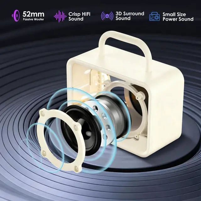 Alt view image 7 of 7 - Cute Bluetooth Speaker with RGB Lights, Small Portable Wireless Speaker with Stereo Sound & Punchy Bass, Mini Gift for Kitchen Desk Bedroom Office Outdoor