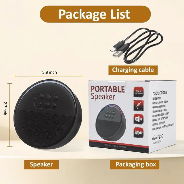 Alt view image 7 of 7 - Portable Bluetooth Speaker, Mini Speaker Bluetooth 5,12-Hour Playtime, Wireless, Speaker for Home Cute Fashion Style for Bedroom Kitchen Desk Office Party Outdoor Travel