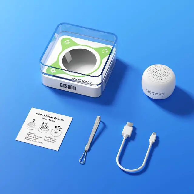 Alt view image 6 of 6 - Mini Bluetooth Speaker, Tiny Speaker with Built-in Mic & TWS Pairing, Small Wireless Speaker for Indoor/Outdoor/Travel/Gifts (White)