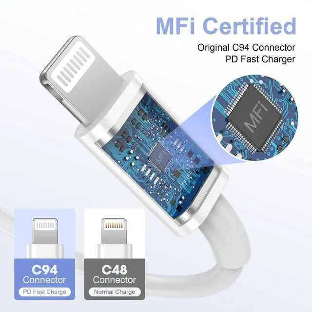 Alt view image 2 of 7 - 2Pack USB C to Lightning Charging Cable 3ft for iPhone 14 Fast Charger Cable, USB Type C to Lightning Power Cord for iPhone 13/12/11 Pro/X/Xs Max/XR/8 Plus/7/6/5/SE, for iPad,Charger Wire 3 Foot