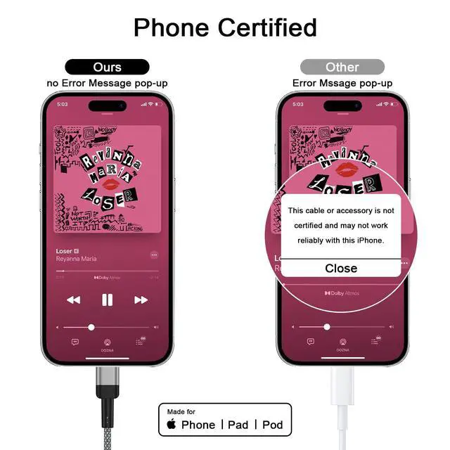Alt view image 4 of 7 - for iPhone Lightning to 3.5mm Audio Cord 6FT,Aux Audio Cable Jack Cord Lightning Compatible with iPhone 14/14 Pro Max/13/12/12 Pro/12 Pro Max/11 Pro/XR,Aux Cord for Home Stereo Car Speaker Headphone